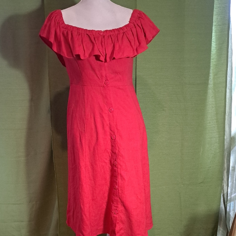Forever 21 Red Ruffled Midi Dress
